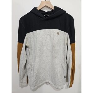 Veece Colorblock Hoodie Mens Medium Black Grey Brown Speckled Pullover TS002032M